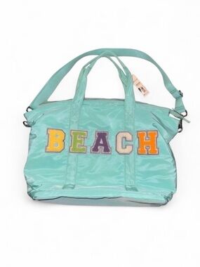 NWT No Boundaries Teal Puffer "BEACH" Weekender Tote Bag Crossbody